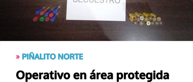 Operativo en área protegida terminó con dos jóvenes detenidos por caza furtiva y secuestro de armas